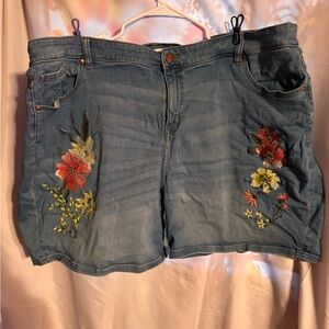Lane Bryant Blue Embroidered Jean Shorts